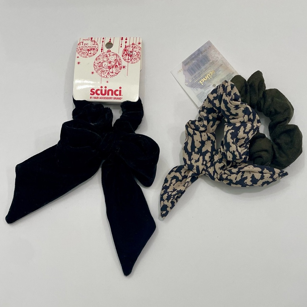Scunci XL Velvet Bow and Print Scrunchie (set of 3)